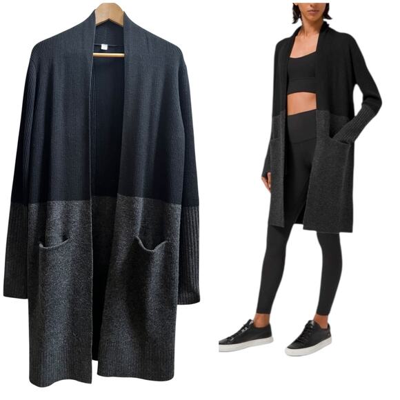 Lululemon Restful Intention Open Wrap Longline Sweater Black Grey Size 8 - Picture 4 of 13